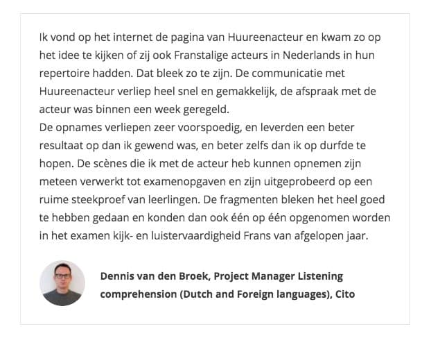 Dennis van den Broek Cito aanbeveling native acteurs